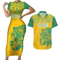 Custom Guyana Football Couples Matching Short Sleeve Bodycon Dress and Hawaiian Shirt 2025 Go Golden Jaguars