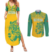 Custom Guyana Football Couples Matching Summer Maxi Dress and Long Sleeve Button Shirt 2025 Go Golden Jaguars