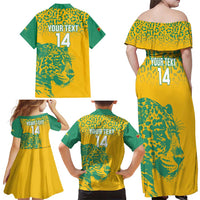 Custom Guyana Football Family Matching Off Shoulder Maxi Dress and Hawaiian Shirt 2025 Go Golden Jaguars
