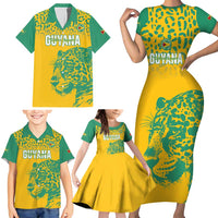 Custom Guyana Football Family Matching Short Sleeve Bodycon Dress and Hawaiian Shirt 2025 Go Golden Jaguars