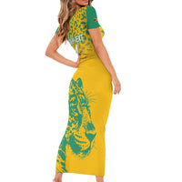 Custom Guyana Football Family Matching Short Sleeve Bodycon Dress and Hawaiian Shirt 2025 Go Golden Jaguars