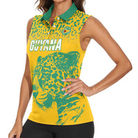 Custom Guyana Football Women Sleeveless Polo Shirt 2025 Go Golden Jaguars