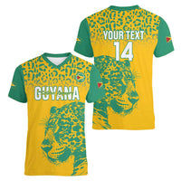 Custom Guyana Football Women V-Neck T-Shirt 2025 Go Golden Jaguars