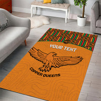 Custom Zambia Football Area Rug Copper Queens Kente Pattern - Wonder Print Shop