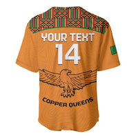 Custom Zambia Football Baseball Jersey Copper Queens Kente Pattern - Wonder Print Shop