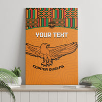 Custom Zambia Football Canvas Wall Art Copper Queens Kente Pattern - Wonder Print Shop