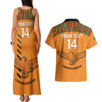 Custom Zambia Football Couples Matching Tank Maxi Dress and Hawaiian Shirt Copper Queens Kente Pattern - Wonder Print Shop