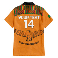 Custom Zambia Football Family Matching Off Shoulder Short Dress and Hawaiian Shirt Copper Queens Kente Pattern - Wonder Print Shop
