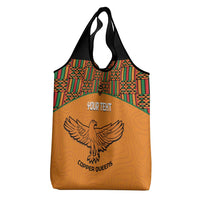 Custom Zambia Football Grocery Bag Copper Queens Kente Pattern