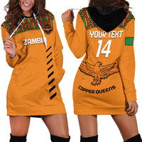 Custom Zambia Football Hoodie Dress Copper Queens Kente Pattern - Wonder Print Shop