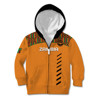 Custom Zambia Football Kid Hoodie Copper Queens Kente Pattern - Wonder Print Shop