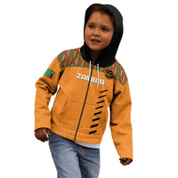 Custom Zambia Football Kid Hoodie Copper Queens Kente Pattern - Wonder Print Shop