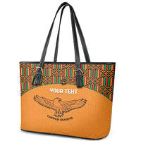 Custom Zambia Football Leather Tote Bag Copper Queens Kente Pattern - Wonder Print Shop