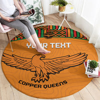 Custom Zambia Football Round Carpet Copper Queens Kente Pattern