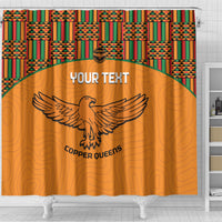 Custom Zambia Football Shower Curtain Copper Queens Kente Pattern
