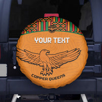 Custom Zambia Football Spare Tire Cover Copper Queens Kente Pattern - Wonder Print Shop