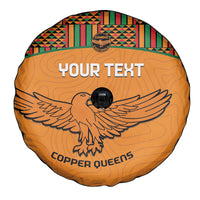 Custom Zambia Football Spare Tire Cover Copper Queens Kente Pattern - Wonder Print Shop