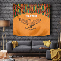 Custom Zambia Football Tapestry Copper Queens Kente Pattern - Wonder Print Shop