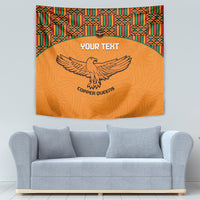 Custom Zambia Football Tapestry Copper Queens Kente Pattern - Wonder Print Shop