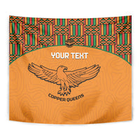 Custom Zambia Football Tapestry Copper Queens Kente Pattern - Wonder Print Shop