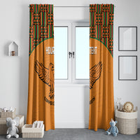 Custom Zambia Football Window Curtain Copper Queens Kente Pattern - Wonder Print Shop