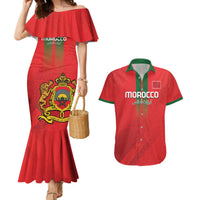 Custom Morocco Football Couples Matching Mermaid Dress and Hawaiian Shirt Go Lionesses of Atlas - Wonder Print Shop