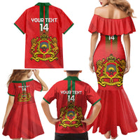 Custom Morocco Football Family Matching Mermaid Dress and Hawaiian Shirt Go Lionesses of Atlas - Wonder Print Shop