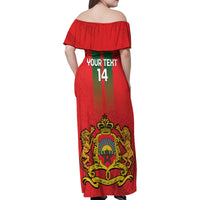 Custom Morocco Football Family Matching Off Shoulder Maxi Dress and Hawaiian Shirt Go Lionesses of Atlas - Wonder Print Shop