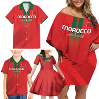 Custom Morocco Football Family Matching Off Shoulder Short Dress and Hawaiian Shirt Go Lionesses of Atlas - Wonder Print Shop