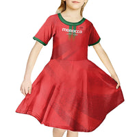 Custom Morocco Football Kid Short Sleeve Dress Go Lionesses of Atlas - Wonder Print Shop