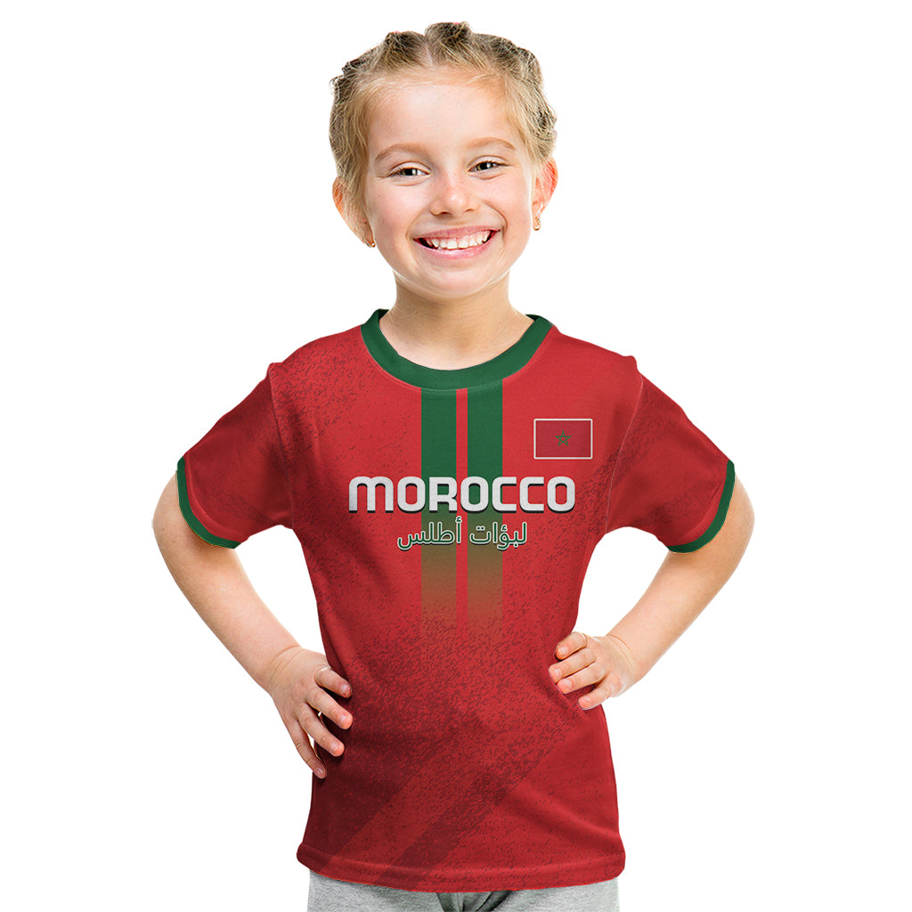 Custom Morocco Football Kid T Shirt Go Lionesses of Atlas