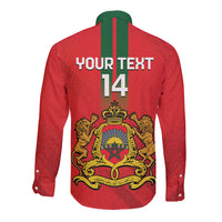 Custom Morocco Football Long Sleeve Button Shirt Go Lionesses of Atlas - Wonder Print Shop