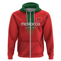 Custom Morocco Football Zip Hoodie Go Lionesses of Atlas - Wonder Print Shop