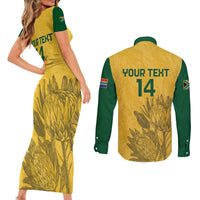Custom South Africa Soccer Couples Matching Short Sleeve Bodycon Dress and Long Sleeve Button Shirt Go Banyana Banyana Proteas - Wonder Print Shop