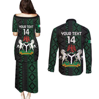 Custom Nigeria Football Couples Matching Puletasi and Long Sleeve Button Shirt Go Super Falcons African Pattern - Wonder Print Shop
