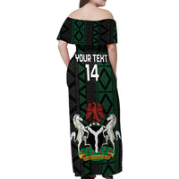 Custom Nigeria Football Family Matching Off Shoulder Maxi Dress and Hawaiian Shirt Go Super Falcons African Pattern - Wonder Print Shop