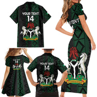 Custom Nigeria Football Family Matching Short Sleeve Bodycon Dress and Hawaiian Shirt Go Super Falcons African Pattern - Wonder Print Shop