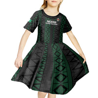 Custom Nigeria Football Kid Short Sleeve Dress Go Super Falcons African Pattern - Wonder Print Shop