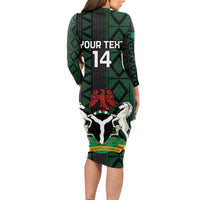 Custom Nigeria Football Long Sleeve Bodycon Dress Go Super Falcons African Pattern - Wonder Print Shop