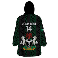 Custom Nigeria Football Wearable Blanket Hoodie Go Super Falcons African Pattern - Wonder Print Shop