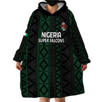 Custom Nigeria Football Wearable Blanket Hoodie Go Super Falcons African Pattern - Wonder Print Shop
