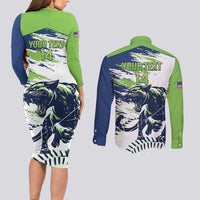 Kane County 2025 Baseball Custom Couples Matching Long Sleeve Bodycon Dress and Long Sleeve Button Shirt Come On Cougar