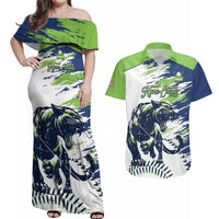 Kane County 2025 Baseball Custom Couples Matching Off Shoulder Maxi Dress and Hawaiian Shirt Come On Cougar