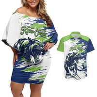 Kane County 2025 Baseball Custom Couples Matching Off Shoulder Short Dress and Hawaiian Shirt Come On Cougar