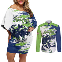 Kane County 2025 Baseball Custom Couples Matching Off Shoulder Short Dress and Long Sleeve Button Shirt Come On Cougar