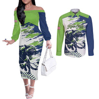 Kane County 2025 Baseball Custom Couples Matching Off The Shoulder Long Sleeve Dress and Long Sleeve Button Shirt Come On Cougar