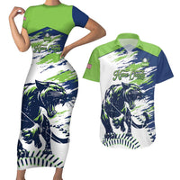 Kane County 2025 Baseball Custom Couples Matching Short Sleeve Bodycon Dress and Hawaiian Shirt Come On Cougar