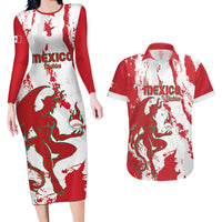 Diablos Rojos 2025 Baseball Custom Couples Matching Long Sleeve Bodycon Dress and Hawaiian Shirt Come On Mexico