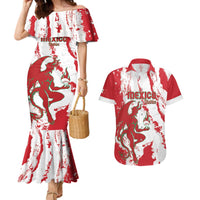 Diablos Rojos 2025 Baseball Custom Couples Matching Mermaid Dress and Hawaiian Shirt Come On Mexico