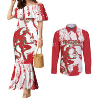 Diablos Rojos 2025 Baseball Custom Couples Matching Mermaid Dress and Long Sleeve Button Shirt Come On Mexico